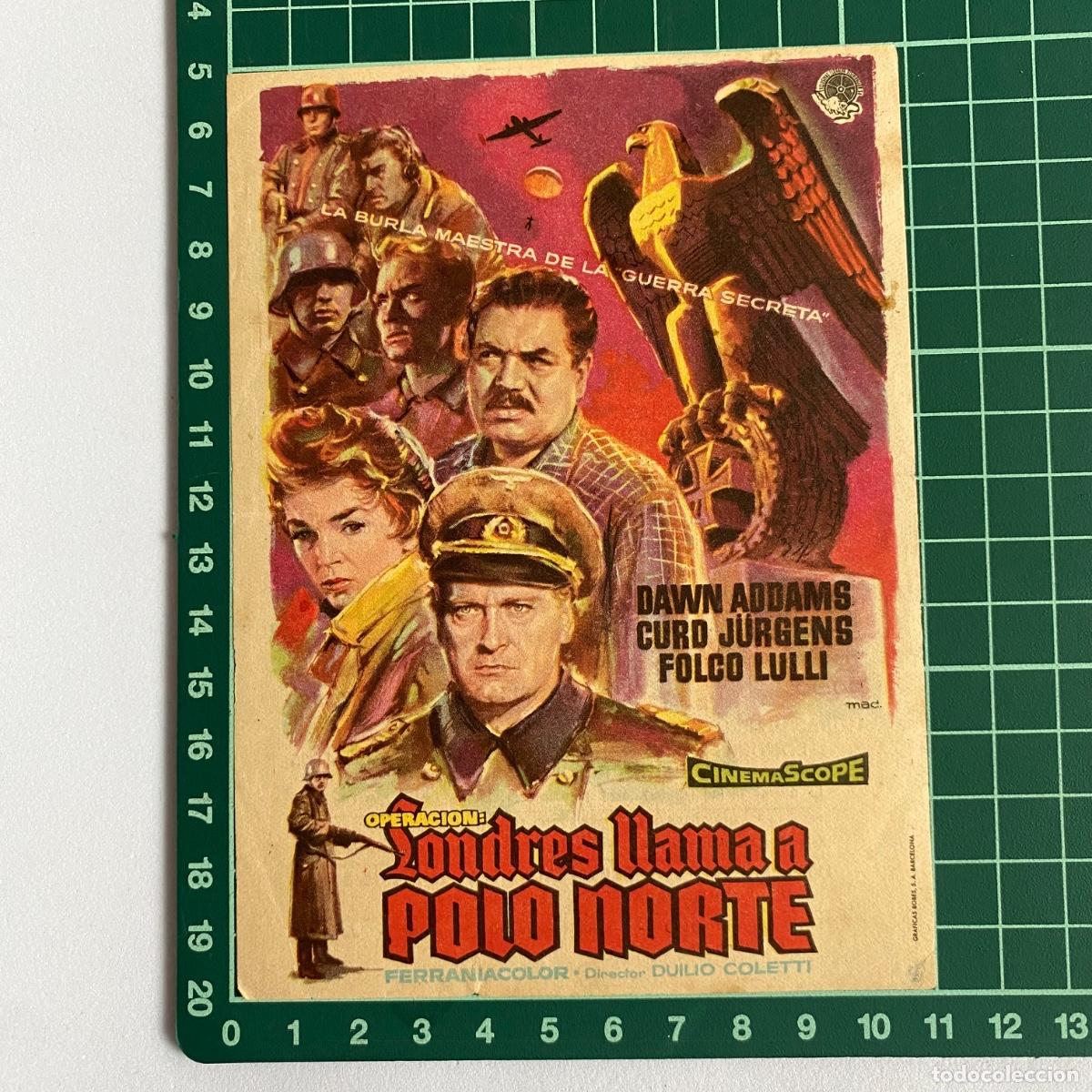  Flyers Publicitaires de films Anciens: folleto de mano programa de cine pelicula Londres llama a polo norte cine victoria