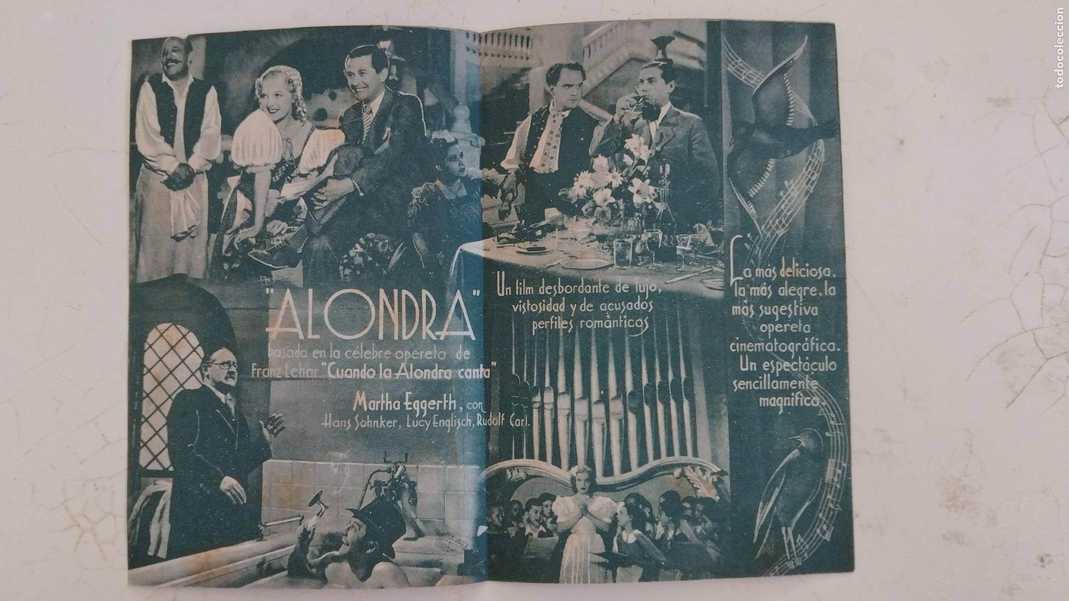 Cine: PROGRAMA DE CINE DOBLE ALONDRA - MARTHA EGGERTH - CINE ATLANTIDA - Foto 2