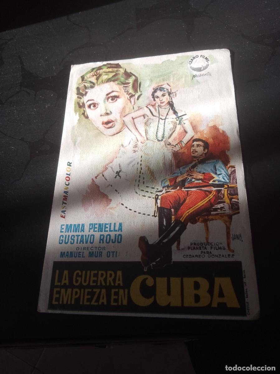 Cine: La guerra empieza en cuba, folleto a&ntilde;os 50 aproximado