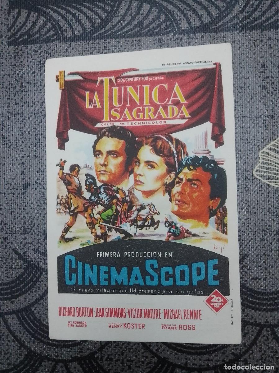 Cine: La t&uacute;nica sagrada folleto a&ntilde;os 50 aproximado