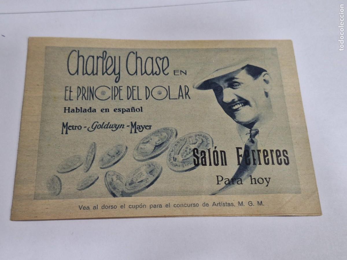 Cine: EL PRINCIPE DEL DOLAR PROGRAMA DOBLE MGM CHARLEY CHASE RITA REY HAL ROACH - Foto 1