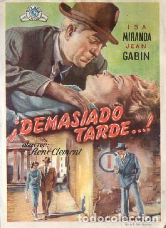 Cine: PROGRAMA DE CINE: &iexcl;DEMASIADO TARDE&hellip;! PC-9337 - Foto 1