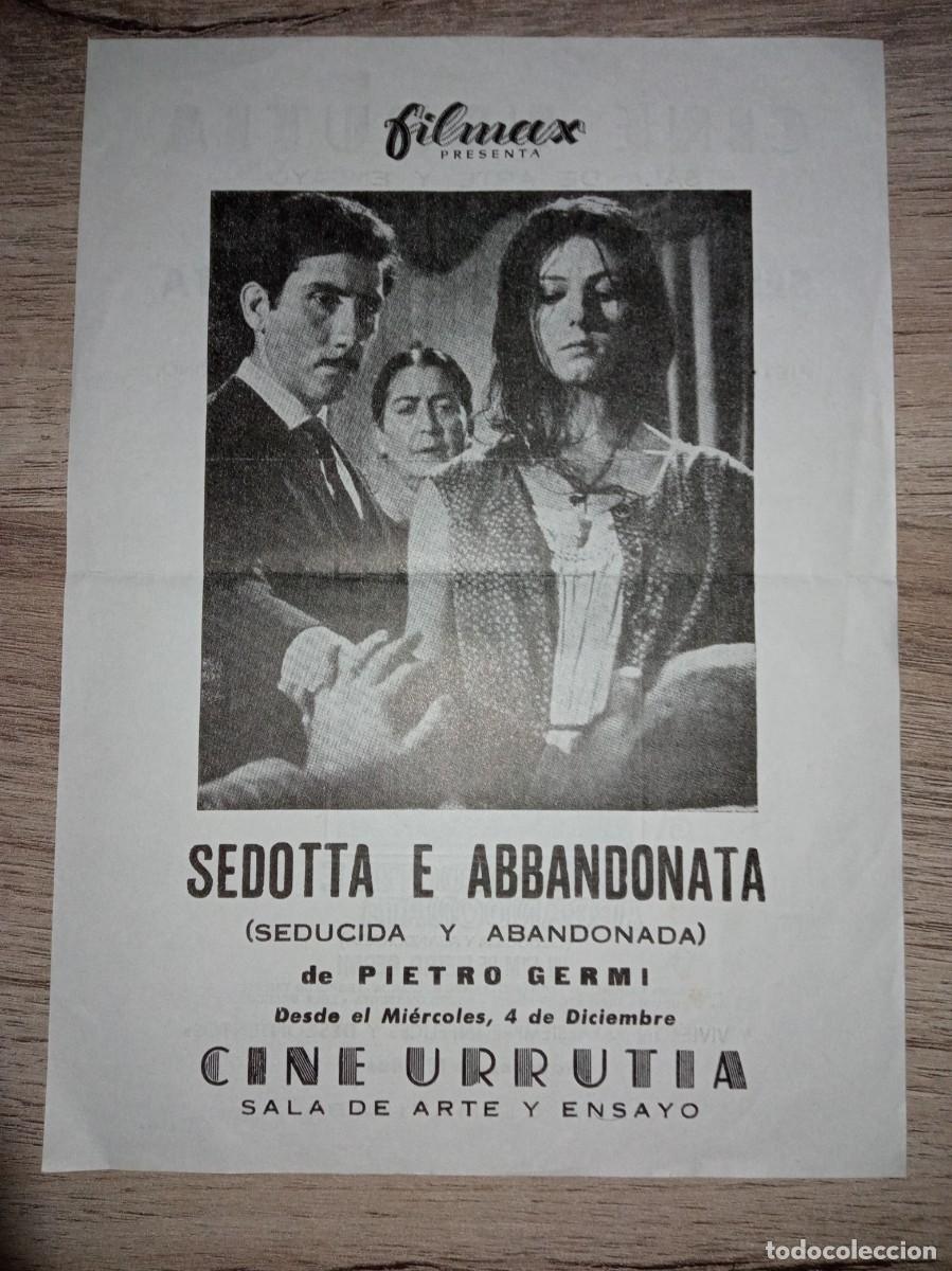 Cine: SEDOTTA E ABBANDONATA (SEDUCIDA Y ABANDONADA), STEFANIA SANDRELLI, CINE URRUTIA, BILBAO