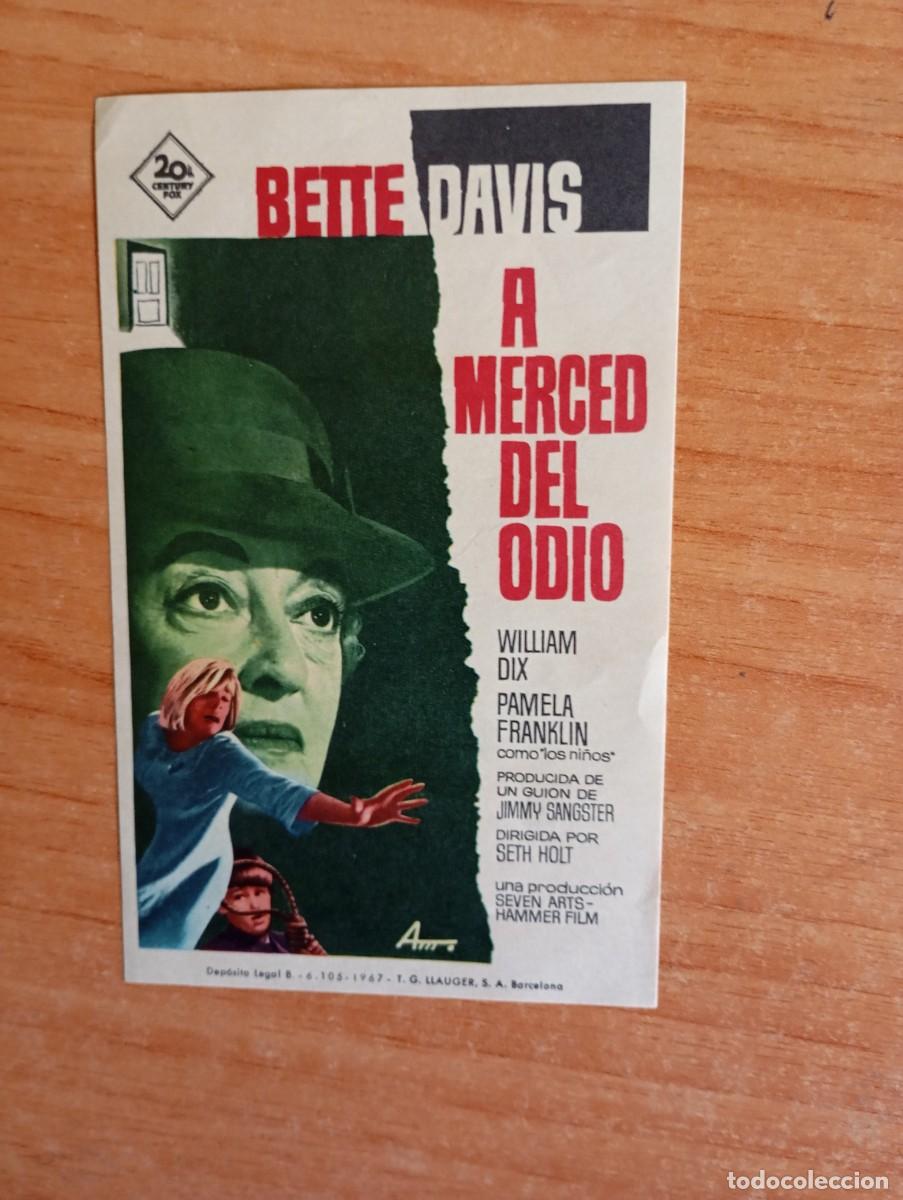 Cine: GRIS-.PROGRAMA DE LA PELICULA--A MERCED DEL ODIO - Foto 1