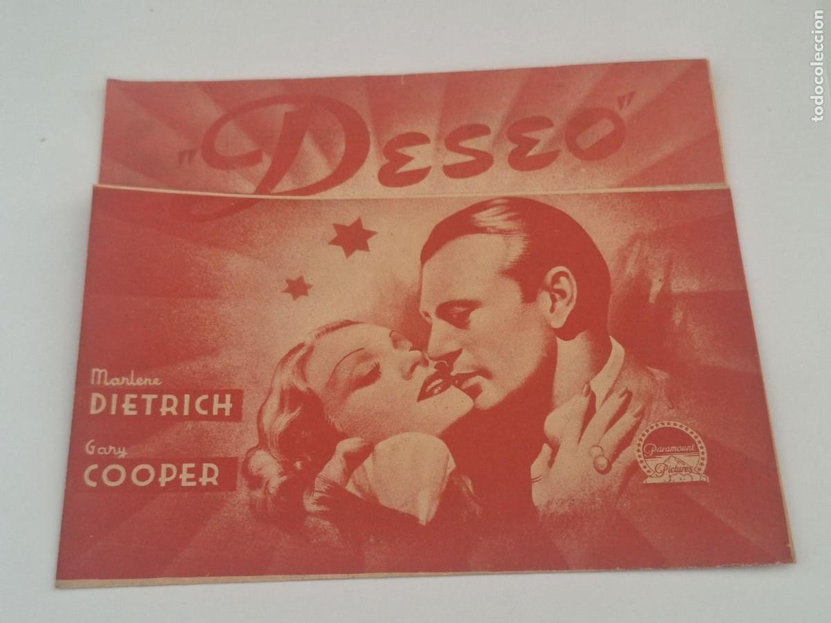Cine: DESEO PROGRAMA DOBLE PARAMOUNT rojo GARY COOPER MARLENE DIETRICH - Foto 1