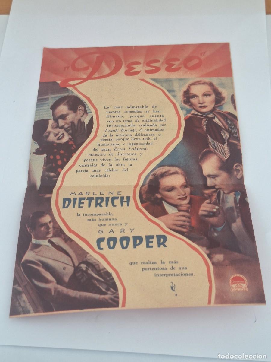 Cine: DESEO PROGRAMA DOBLE PARAMOUNT rojo GARY COOPER MARLENE DIETRICH - Foto 2