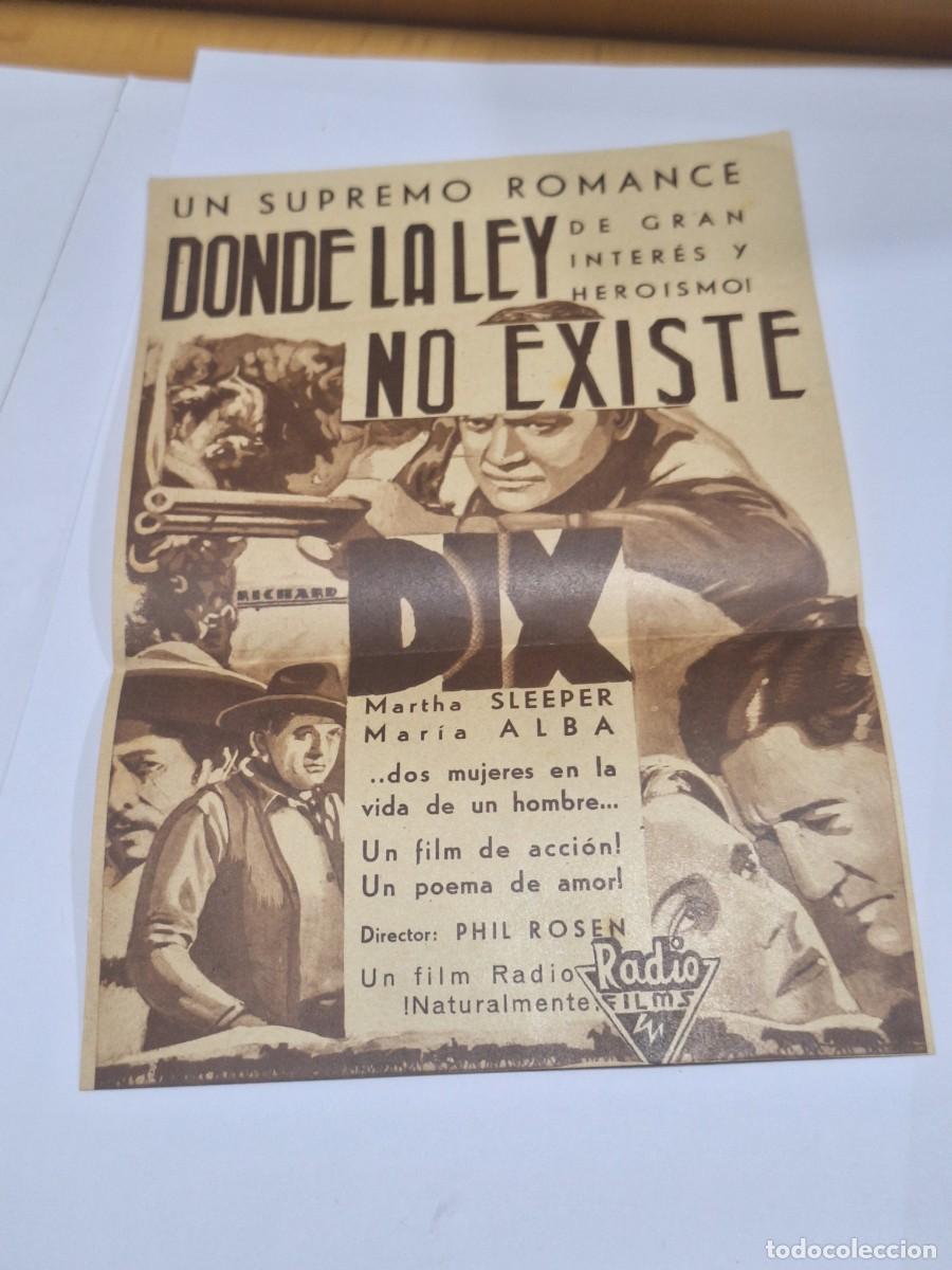 Cine: DONDE LA LEY NO EXISTE PROGRAMA DOBLE RKO RICHARD DIX MARIA ALBA MARTHA SLEEPER - Foto 1