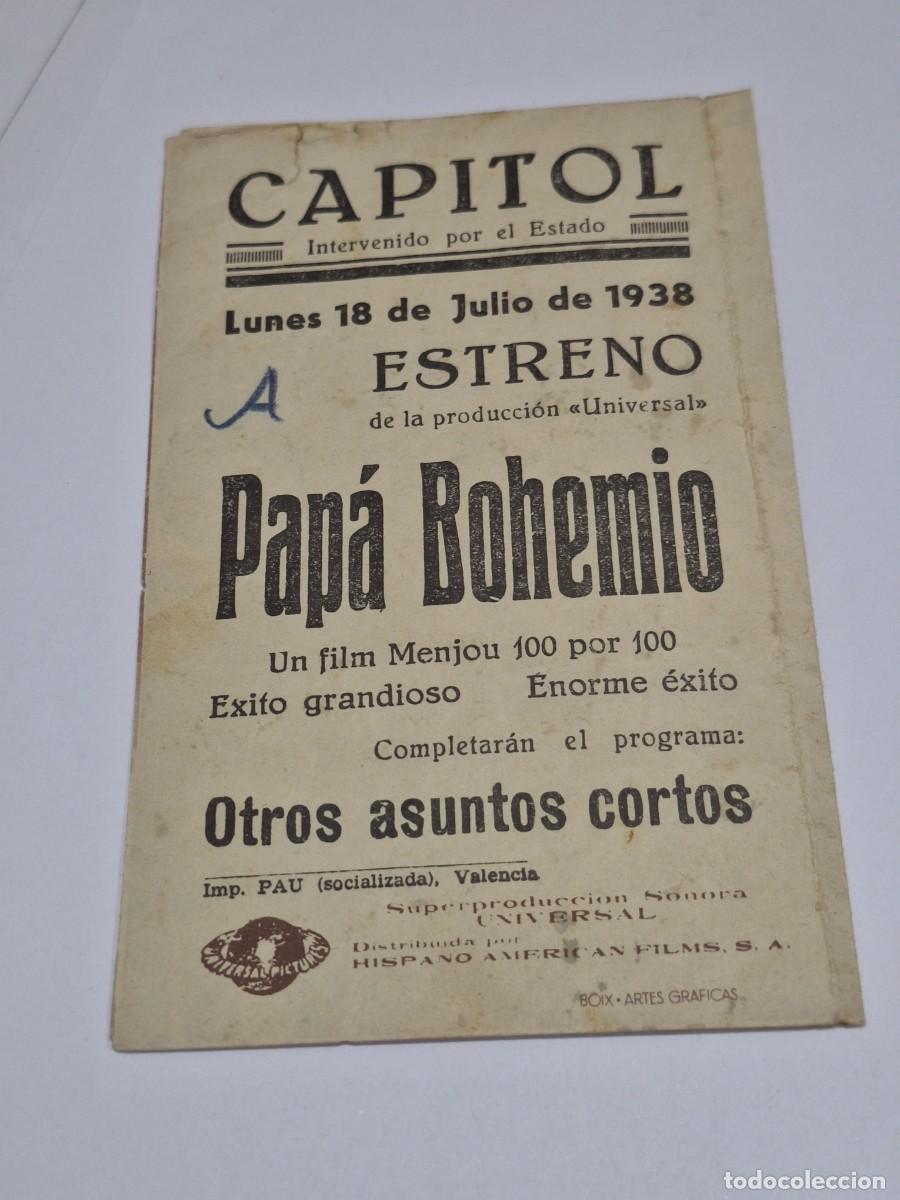 Cine: PAPA BOHEMIO PROGRAMA DOBLE UNIVERSAL ADOLPHE MENJOU DORIS KENYON - Foto 4