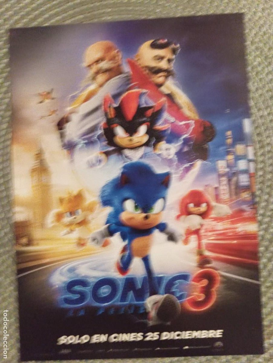 Cine: 1 PROGRAMA DE ** SONIC3 . LA PEL&Iacute;CULA **.21 x 15 CMS