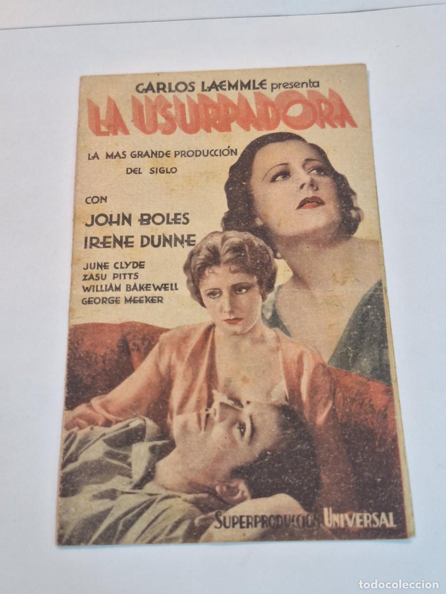Cine: LA USURPADORA PROGRAMA DOBLE UNIVERSAL JOHN BOLES IRENE DUNNE - Foto 1
