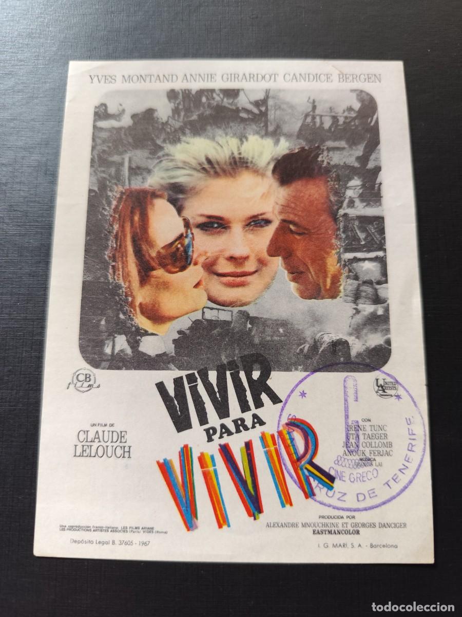 Flyers Publicitaires de films Anciens: Vivir para vivir con sello Cines Greco Santa Cruz de Tenerife
