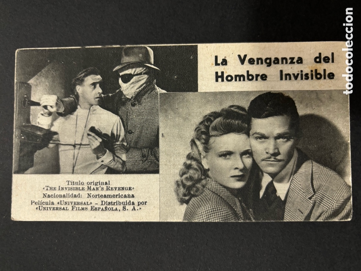  Flyers Publicitaires de films Anciens: Programa ficha 129 la venganza del hombre invisible john hall
