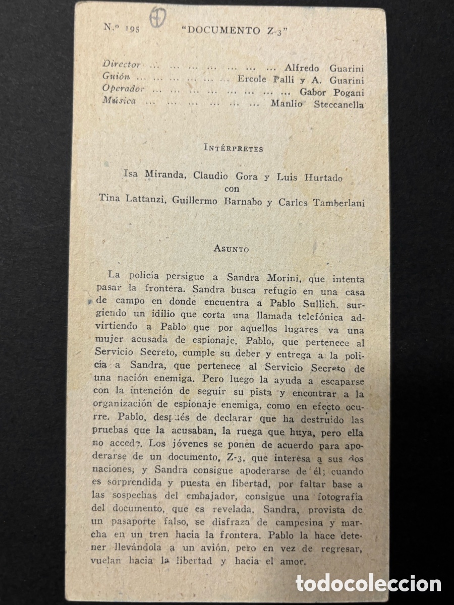 Cine: Programa ficha 195 documento Z 3 Isa Miranda Luis Hurtado - Foto 2