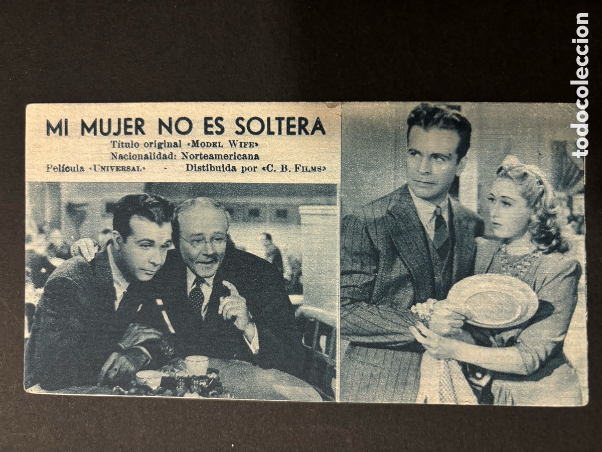 Folhetos de m&atilde;o de filmes antigos de cinema: Programa ficha 173 mi mujer no es soltera joan Blondell