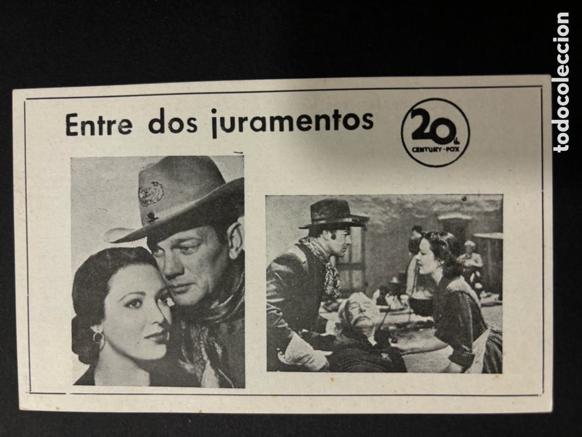 Folhetos de m&atilde;o de filmes antigos de cinema: Programa ficha entre dos juramentos linda darnell