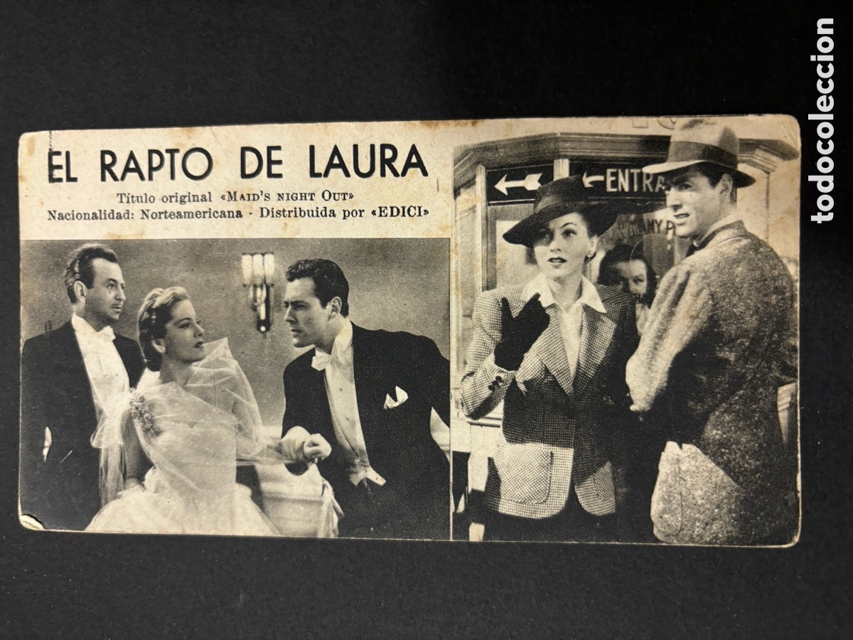 Folhetos de m&atilde;o de filmes antigos de cinema: Programa ficha 74 el rapto de Laura joan fontaine