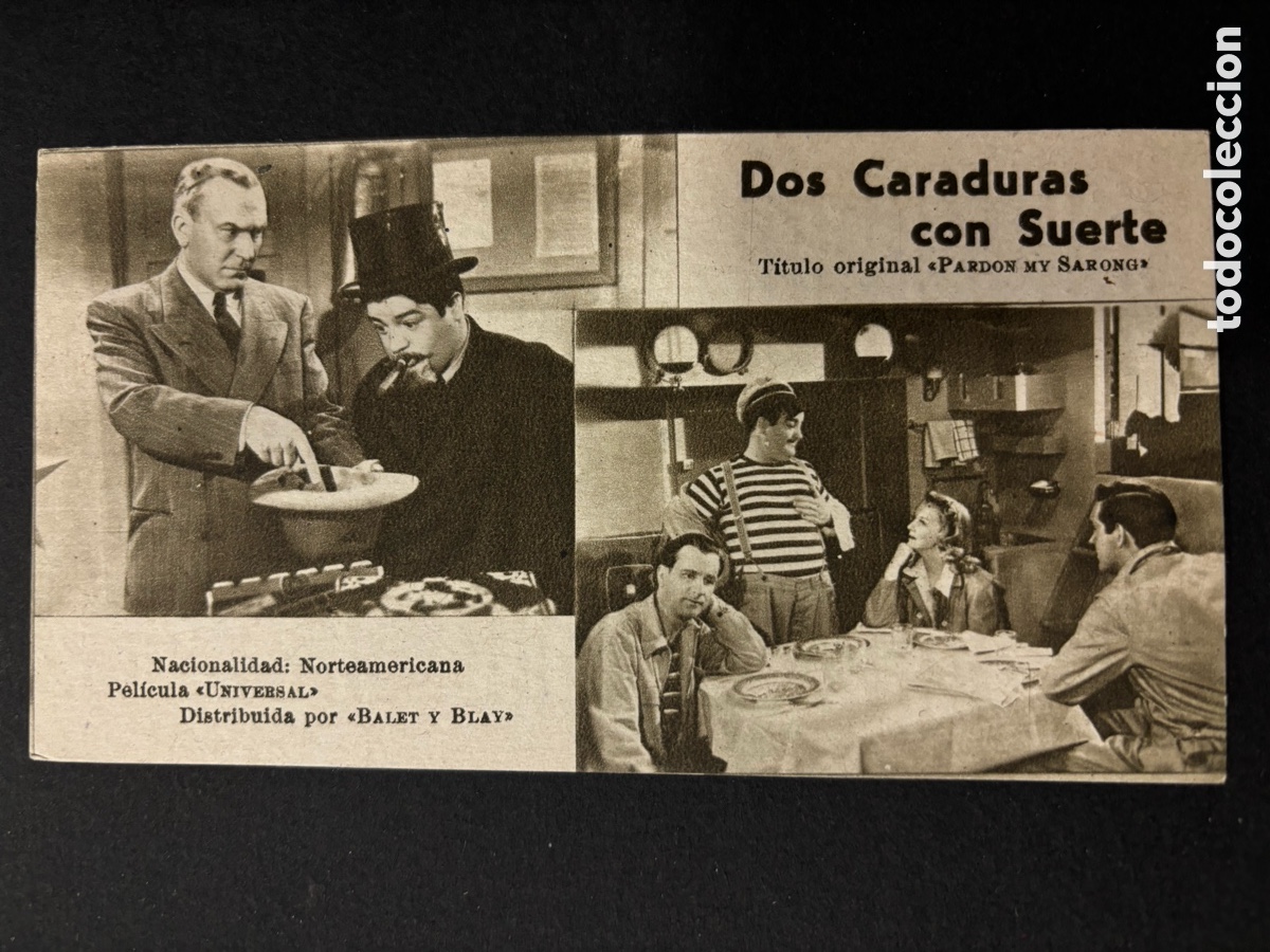 Cinema: Programa ficha 109 dos caraduras con suerte abbott y costello