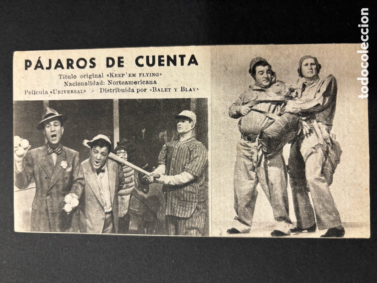 Cinema: Programa ficha 279 p&aacute;jaros de cuenta abbott y costello