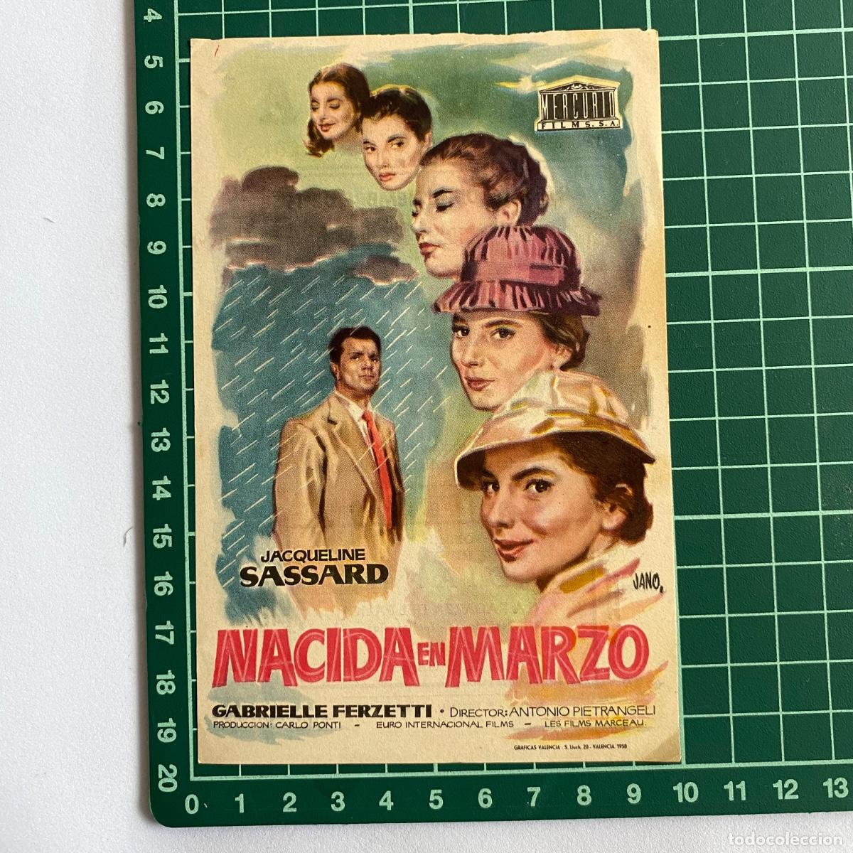 Cine: Programa de cine folleto de mano pelicula Nacida en Marzo 1958 saboya Castellon