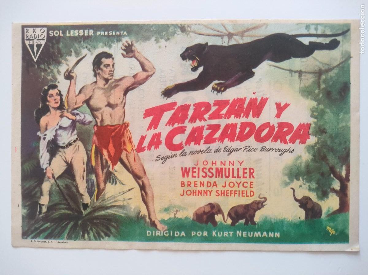 Cinema: TARZAN Y LA CAZADORA - SIMPLE CON PUBLICIDAD PALACIO AVENIDA MALLORCA - BUEN ESTADO