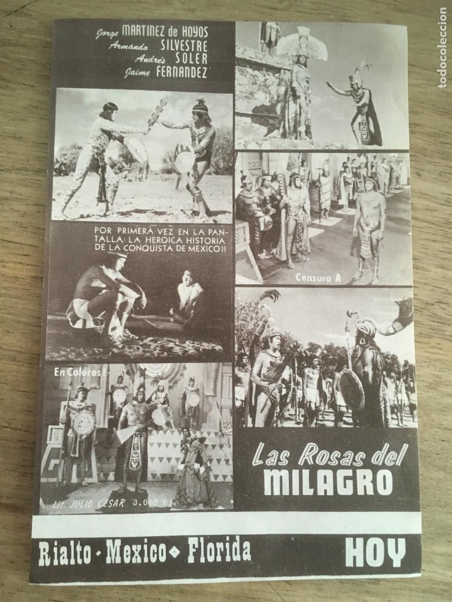 Cinema: las rosas del milagro folleto de mano original estreno