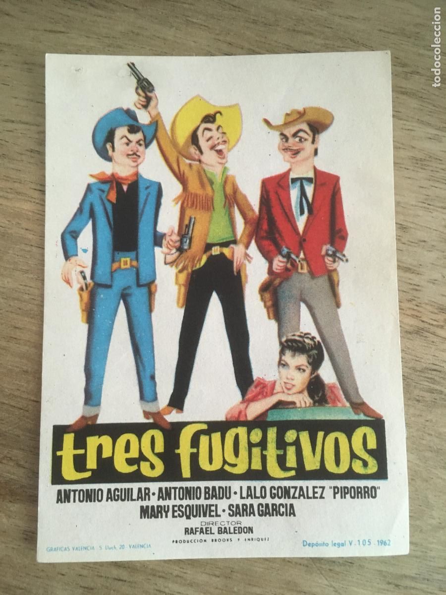 Cinema: tres fugitivos folleto de mano original estreno