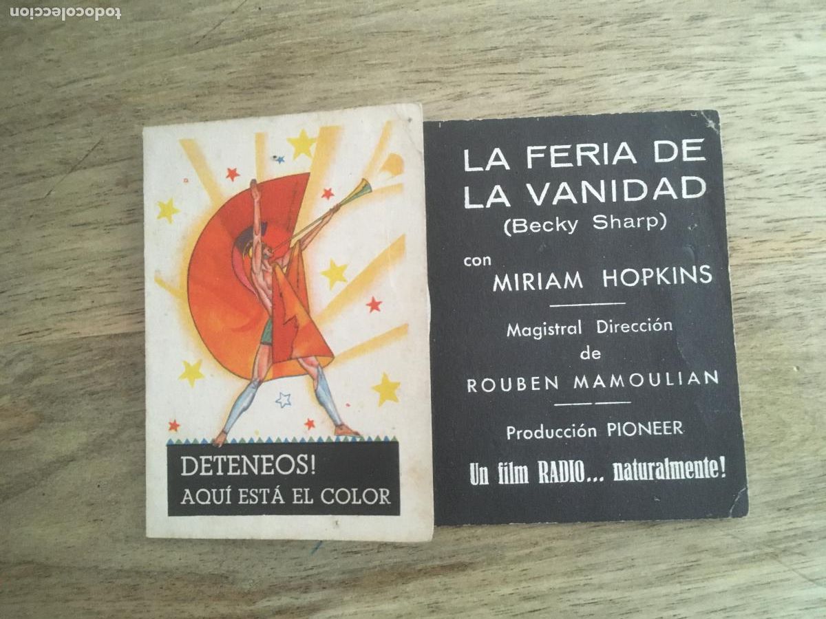 Cinema: la feria de la vanidad folleto de mano original estreno
