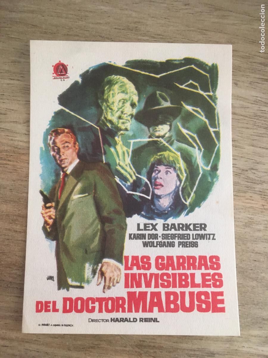 Kino: las garras invisibles del doctor mabuse folleto de mano original estreno