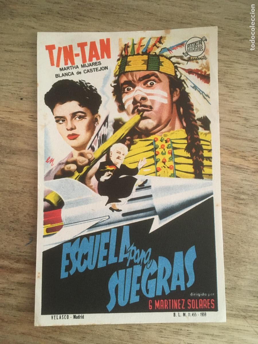 Kino: escuela para suegras tin tan folleto de mano original estreno