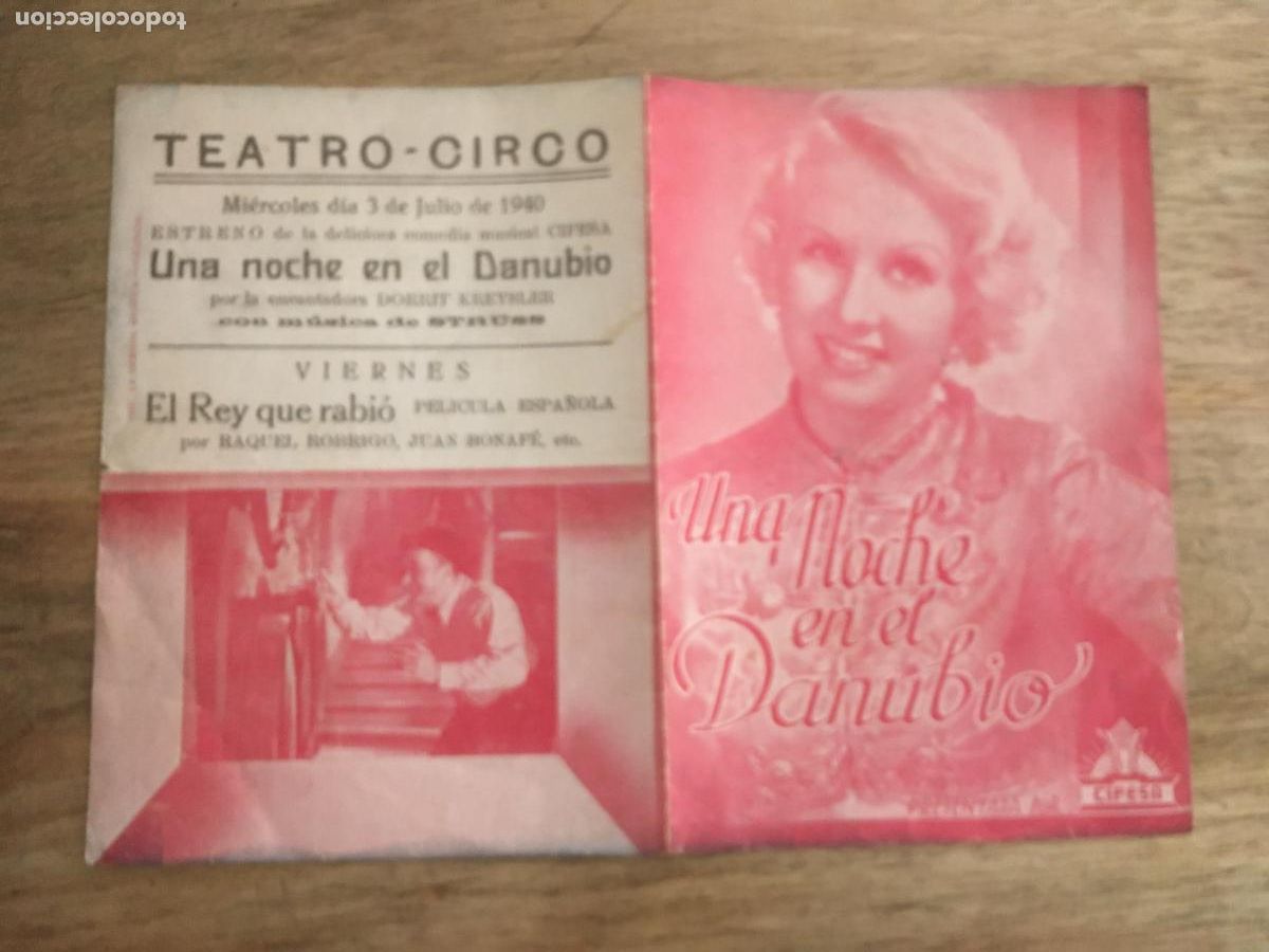  Foglietti di film di film antichi di cinema: una noche en el danubio folleto de mano original estreno