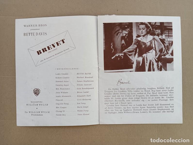 Cine: PTCC 198 LA CARTA PROGRAMA DANES BETTE DAVIS HERBERT MARSHALL WILLIAM WYLER - Foto 2