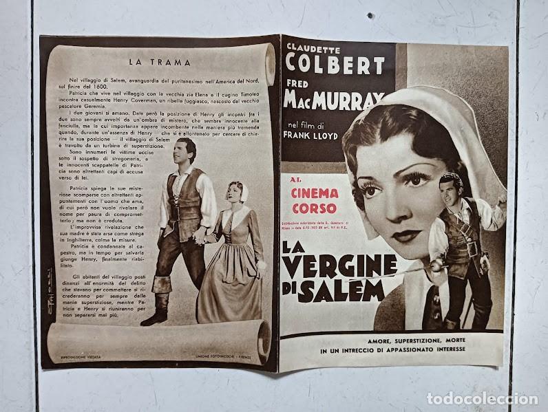 Cine: PTCC 199 LA MUCHACHA DE SALEM PROGRAMA ITALIANO CLAUDETTE COLBERT FRED MACMURRAY - Foto 1