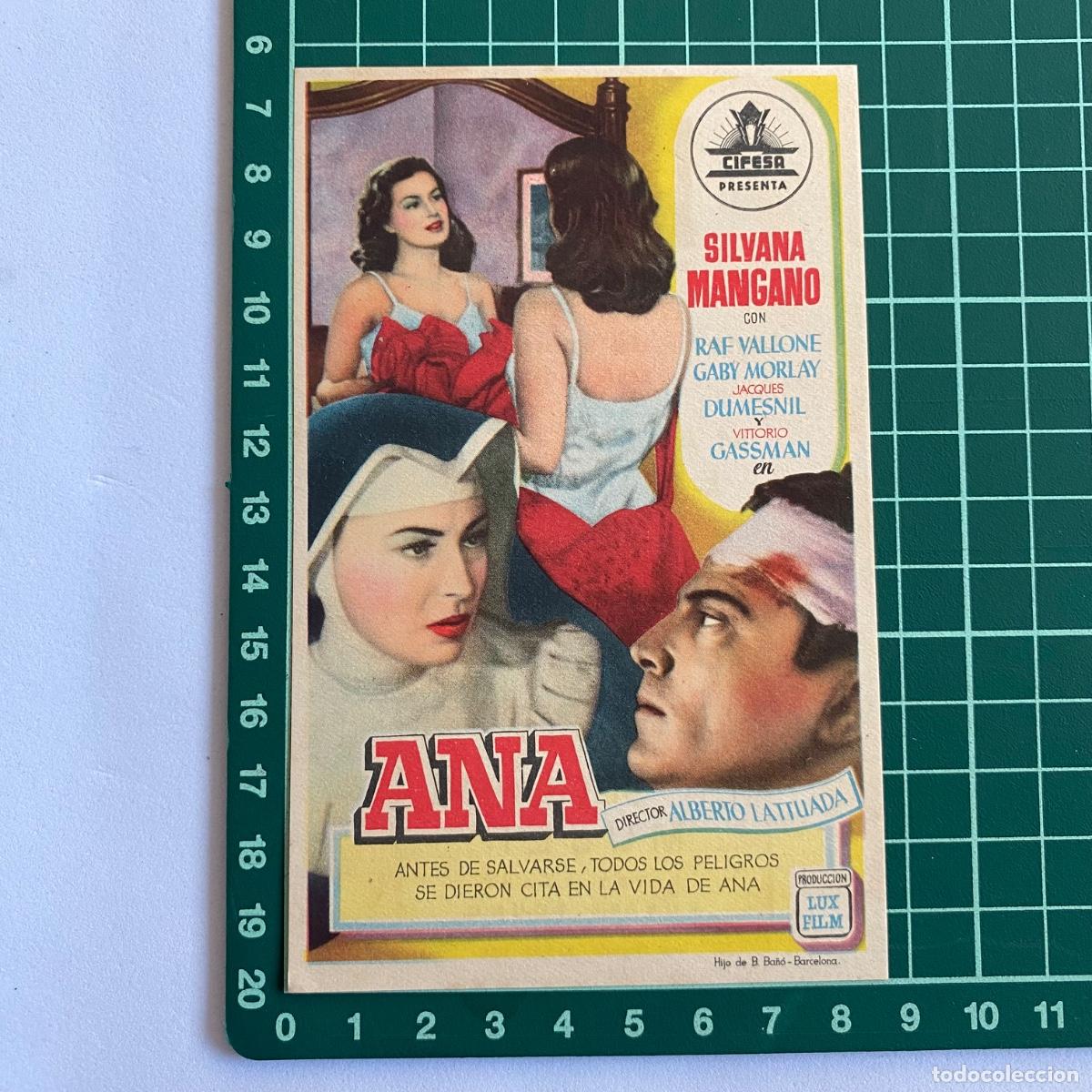 Cine: Programa de cine folleto de mano pelicula Ana 1953 Rex
