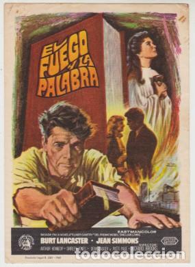  Flyers Publicitaires de films Anciens: EL FUEGO Y LA PALABRA (Burt Lancaster y Jean Simmons)
