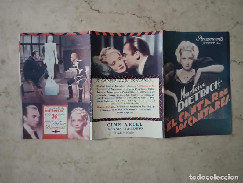 Cine: PTCC2 34 EL CANTAR DE LOS CANTARES PROGRAMA TRIPLE URUGUAYO MARLENE DIETRICH - Foto 3