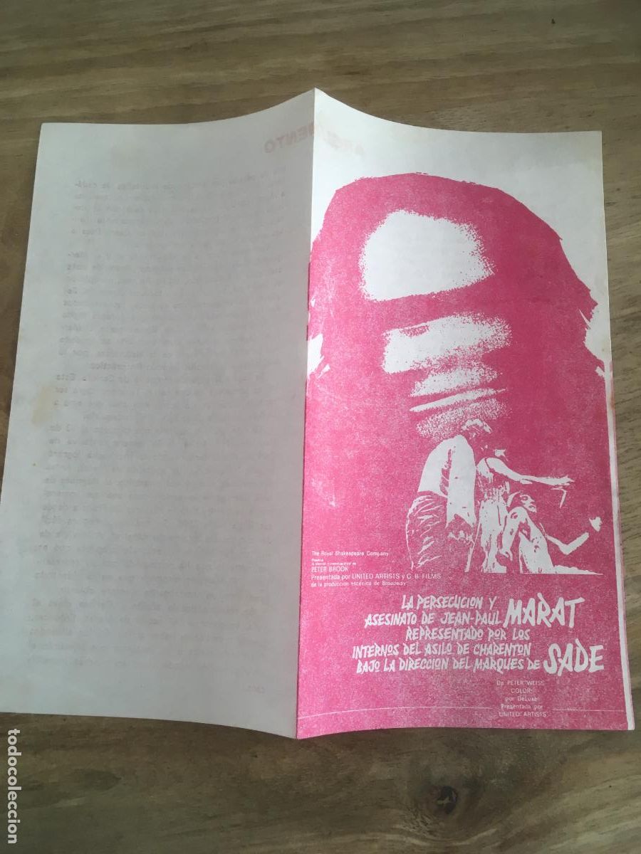  Flyers Publicitaires de films Anciens: marat sade folleto de mano local original estreno