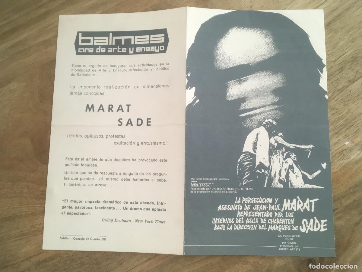  Flyers Publicitaires de films Anciens: marat sade folleto de mano local original estreno cine balmes barcelona