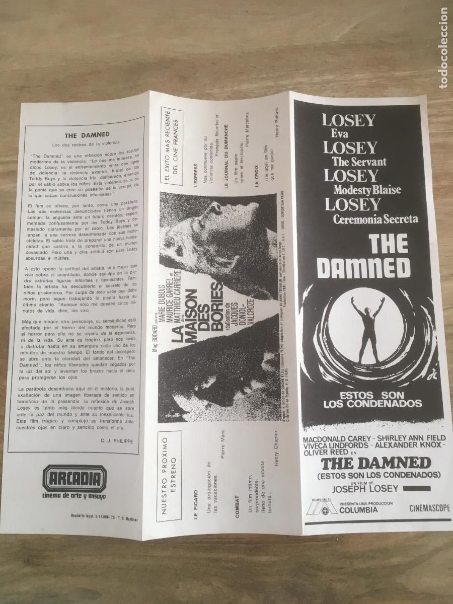 Cinema: estos son los condenados the damned joseph losey folleto mano local original estreno cine arcadia