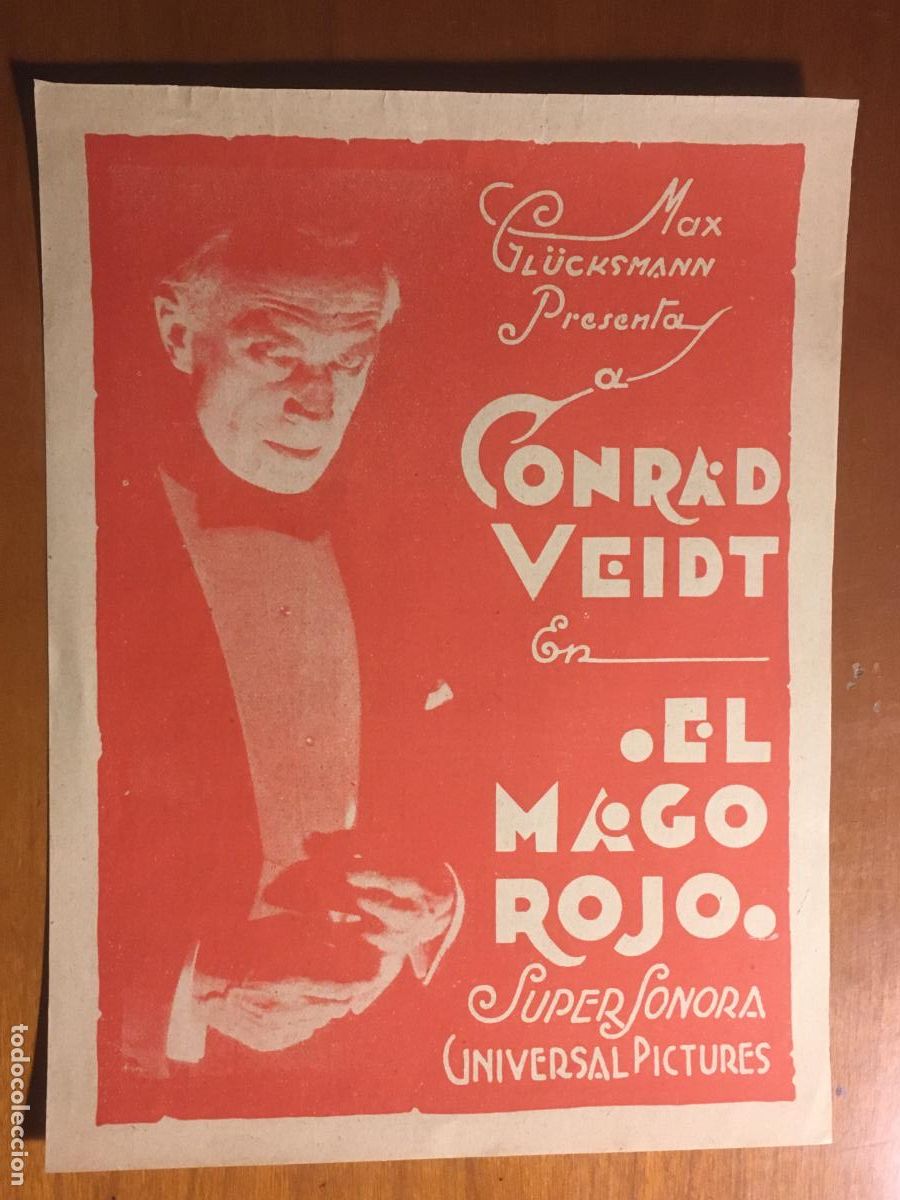 Cinema: el mago rojo conrad veidt folleto de mano suramericano original estreno