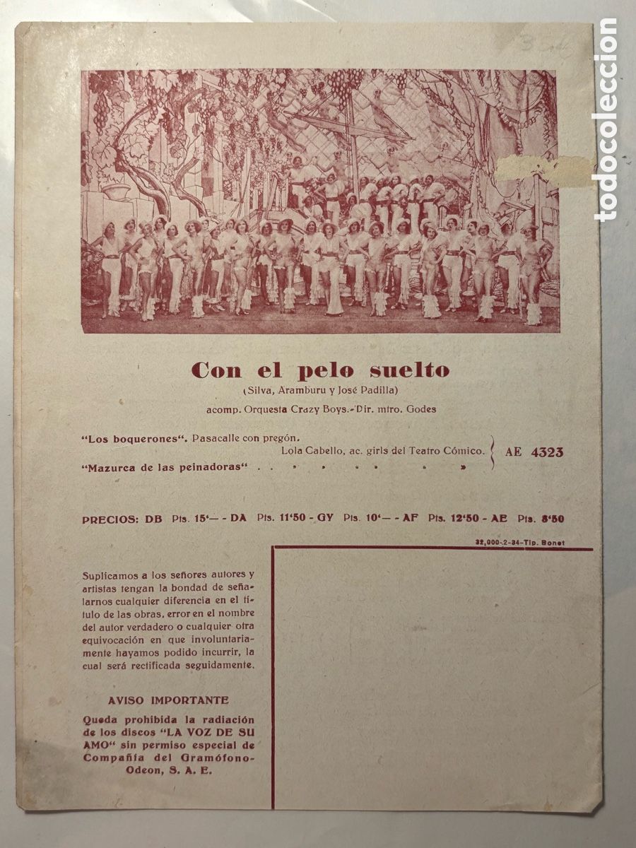 Cine: La melod&iacute;a prohibida. 1934. Programa cine mano doble - Foto 3