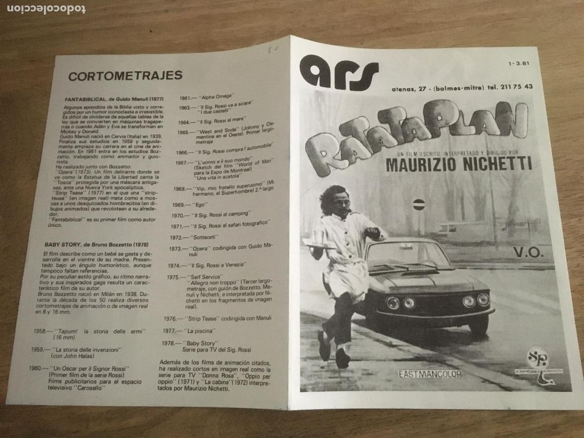 Cinema: ratataplan mauricio nichetti folleto de mano original estreno cine ars barcelona