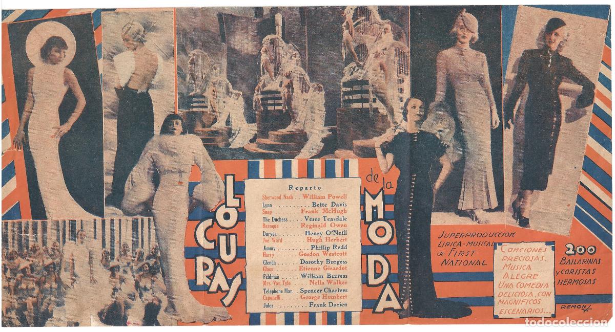 Cine: PTCC 801 EL ALTAR DE LA MODA PROGRAMA TRIPLE URUGUAYO WARNER BETTE DAVIS WILLIAM POWELL - Foto 2
