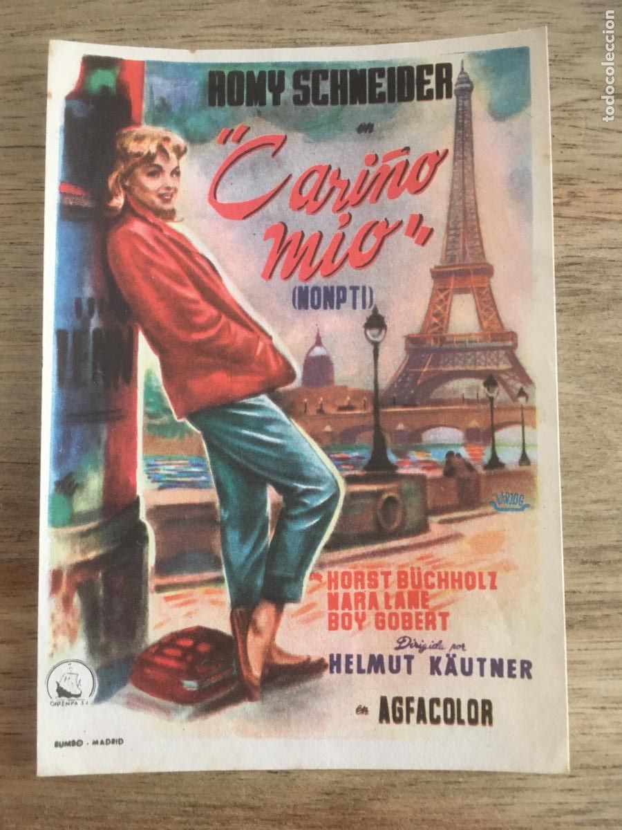 Cinema: cari&ntilde;o mio romy schneider folleto de mano original antiguo perfecto estado