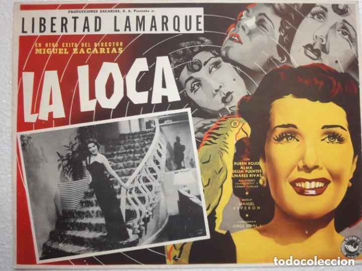  Flyers Publicitaires de films Anciens: Cartel Original Mexicano Libertad Lamarque La Loca Alma Delia Fuentes Rub&eacute;n RojoMiguel Zacar&iacute;az 1952