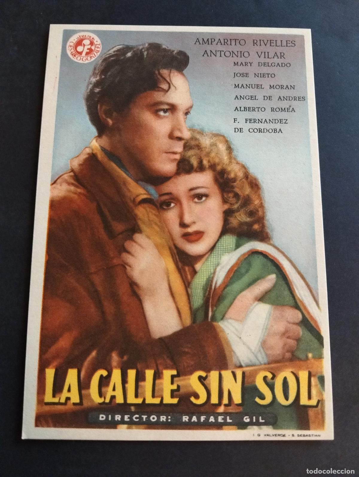 Folhetos de m&atilde;o de filmes antigos de cinema: LA CALLE SIN SOL PROGRAMA DE CINE SIN PUBLICIDAD