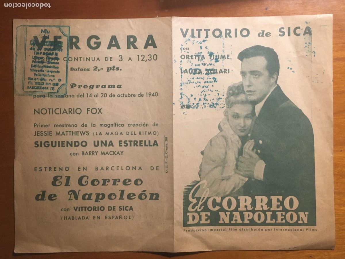Cinema: el correo de napoleon folleto mano original estreno vittorio de sica cine vergara
