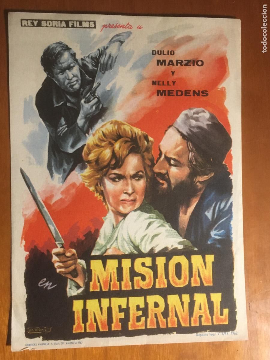 Cinema: mision infernal folleto de mano original estreno perfecto estado