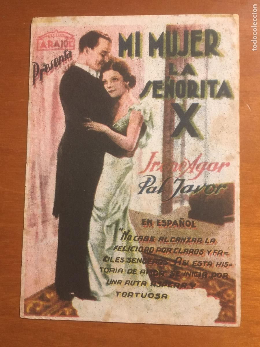 Cinema: mi mujer la se&ntilde;orita x arajol folleto de mano original antiguo