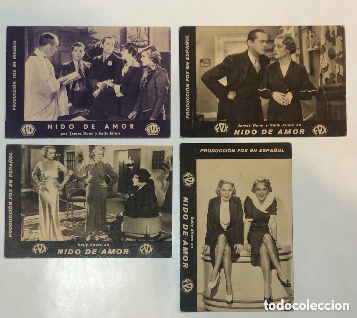 Cine: PTEB 035 NIDO DE AMOR SET 4 PROGRAMAS TARJETA FOX SALLY EILERS JAMES DUNN - Foto 1