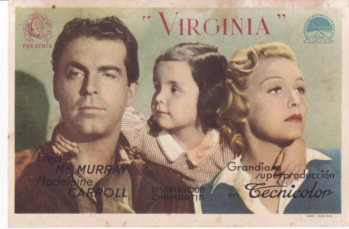  Flyers Publicitaires de films Anciens: PROGRAMA DE CINE, VIRGINIA &ndash; MADELEINE CARROLL &ndash; S/P